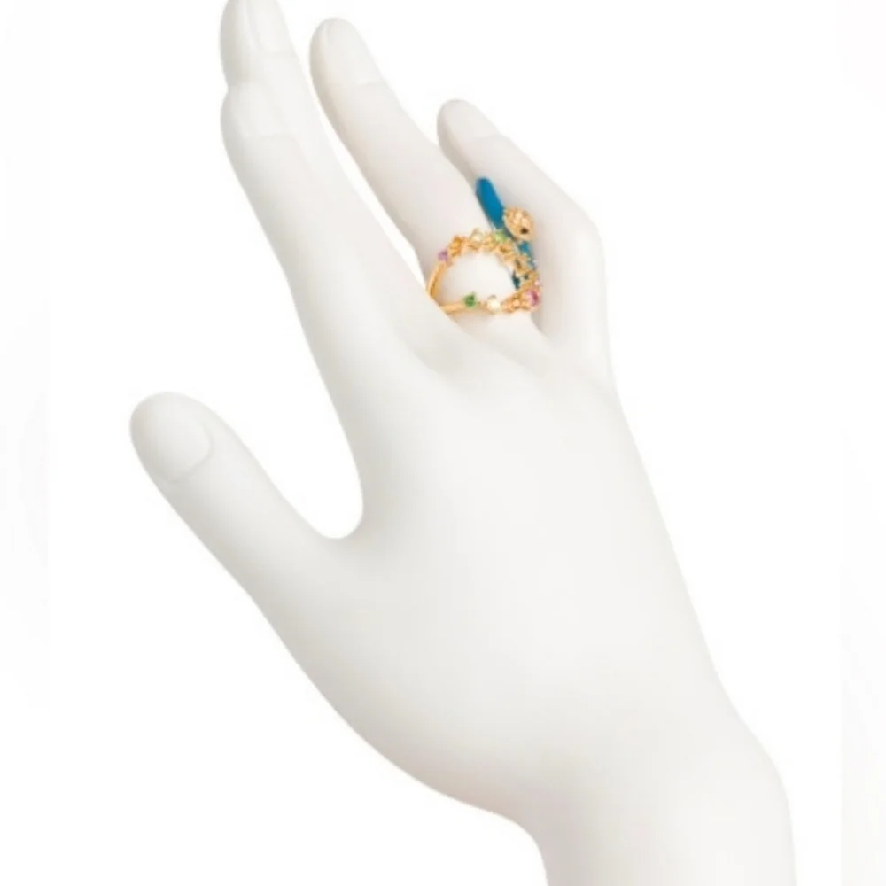 💙▪️Kurt Geiger▪️ rainbow stones Enamel cocktail Ring size 7 and size 8